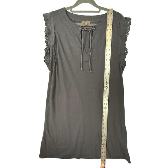 LILLA P Eyelet Crochet Sleeveless Shirt Dress SIZE MEDIUM 100% Cotton Gray Grey - Picture 5 of 11